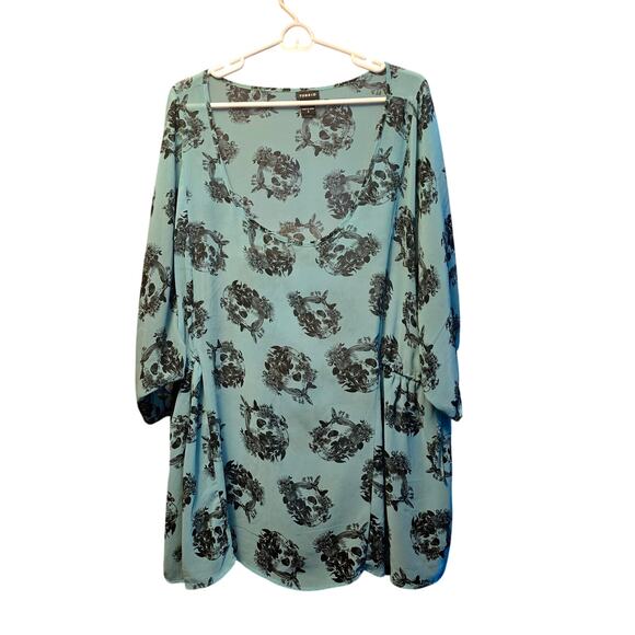 Torrid Semi Sheer Skull Floral Blouse - Women's Fashion - Picture 1 of 4
